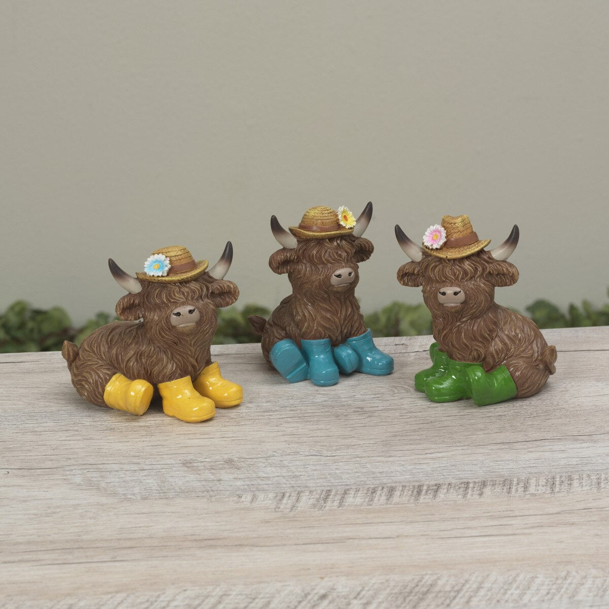 Highland Cow with Rain Boots and Hat - 3 colors