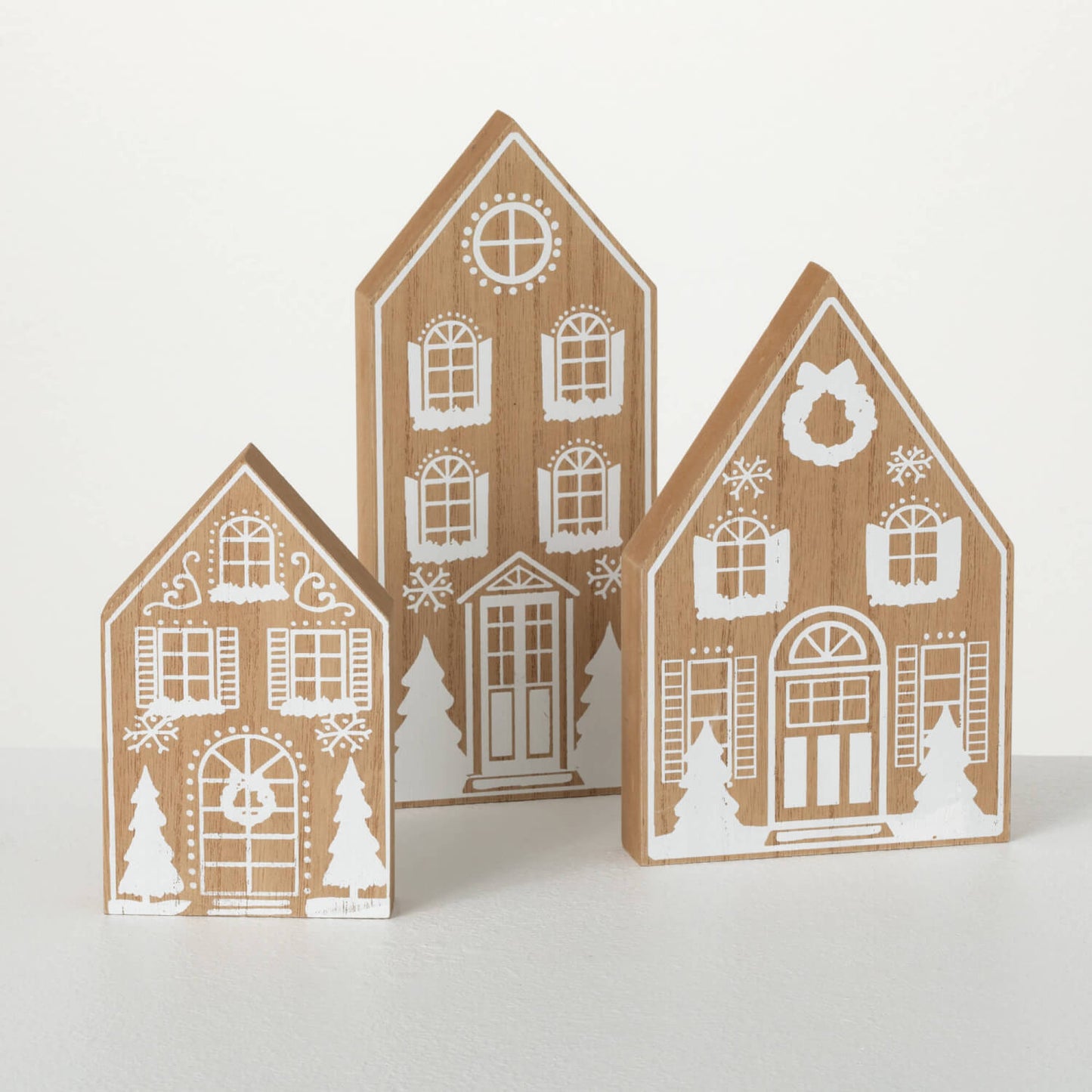 Wood Holiday Village - Set of 3