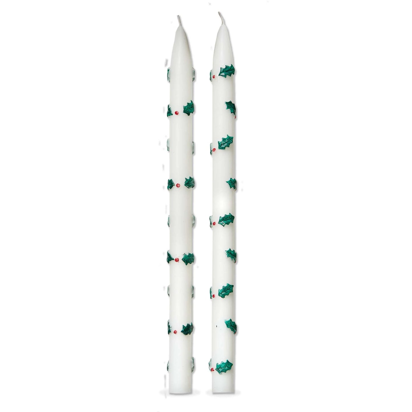 Holly Berries Hand Painted Tapers - S/2