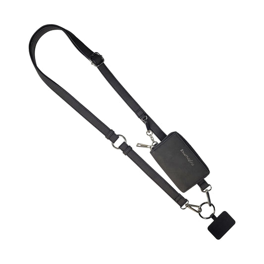 Clip & Go Strap with Pouch Brushed Vegan Leather - Black (Hardware: Gold)