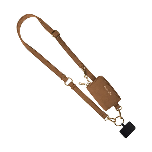 Clip & Go Strap with Pouch Brushed Vegan Leather - Brown (Hardware: Silver)