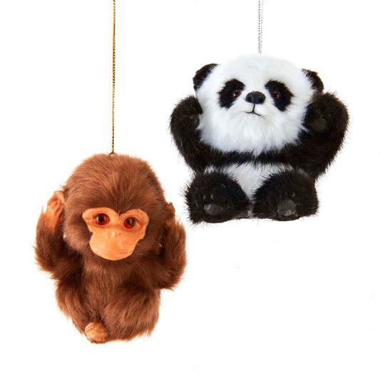 Baby Monkey and Panda Ornament