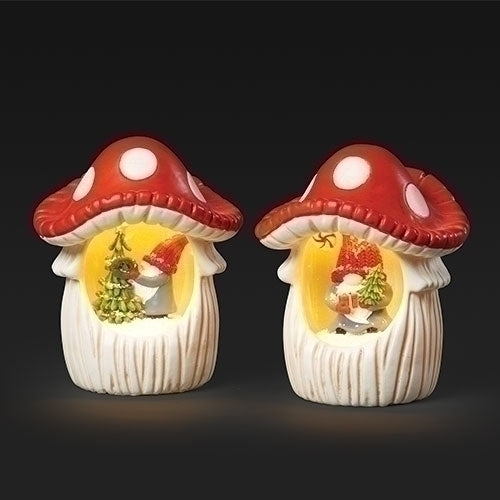 Lighted Mushroom Gnome Waterglobe - 2 Styles