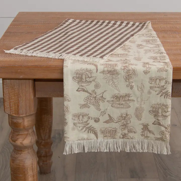 Table Runner - mushroom & tan checked