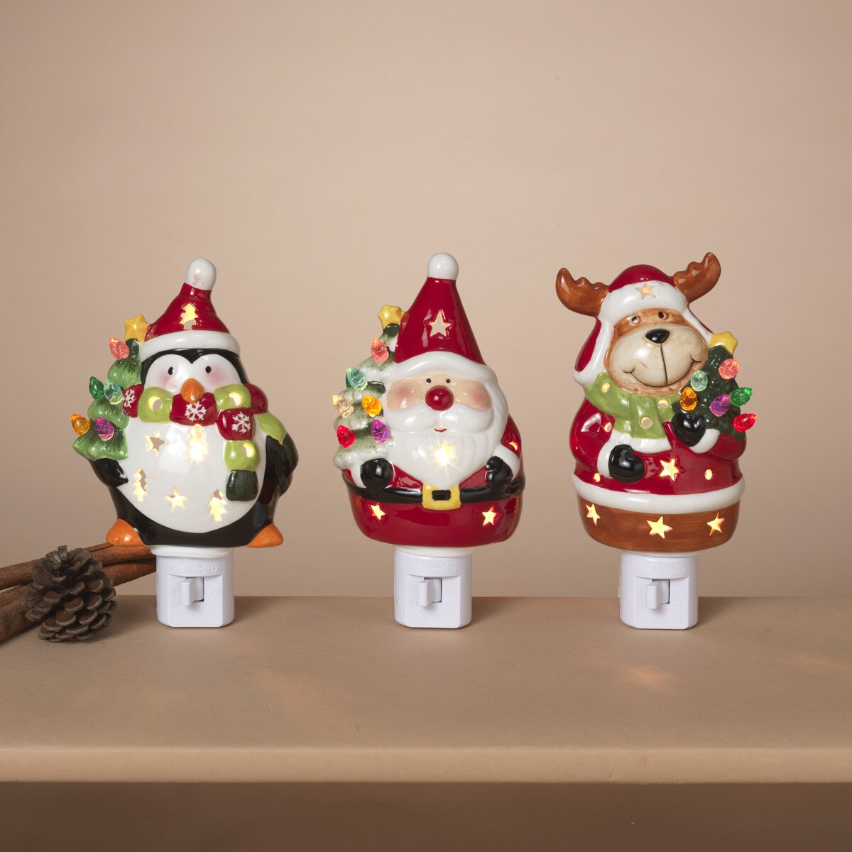 Electric Ceramic Holiday Night Light, 3 styles