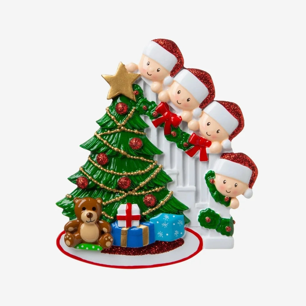 Family Peeking Ornament- 4