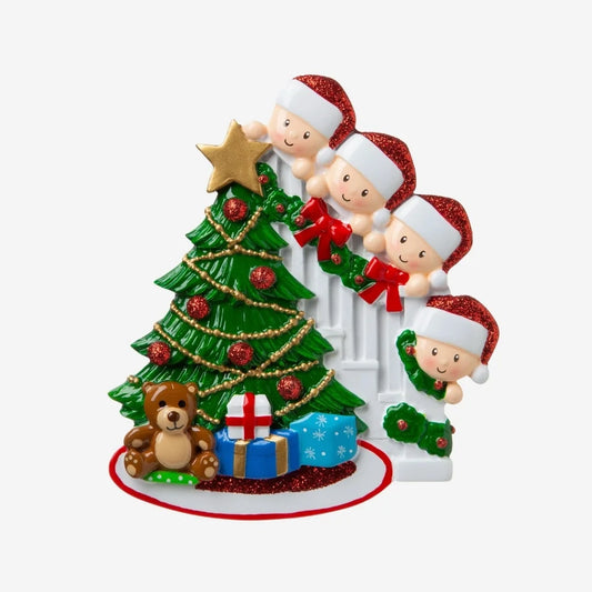 Family Peeking Ornament- 4