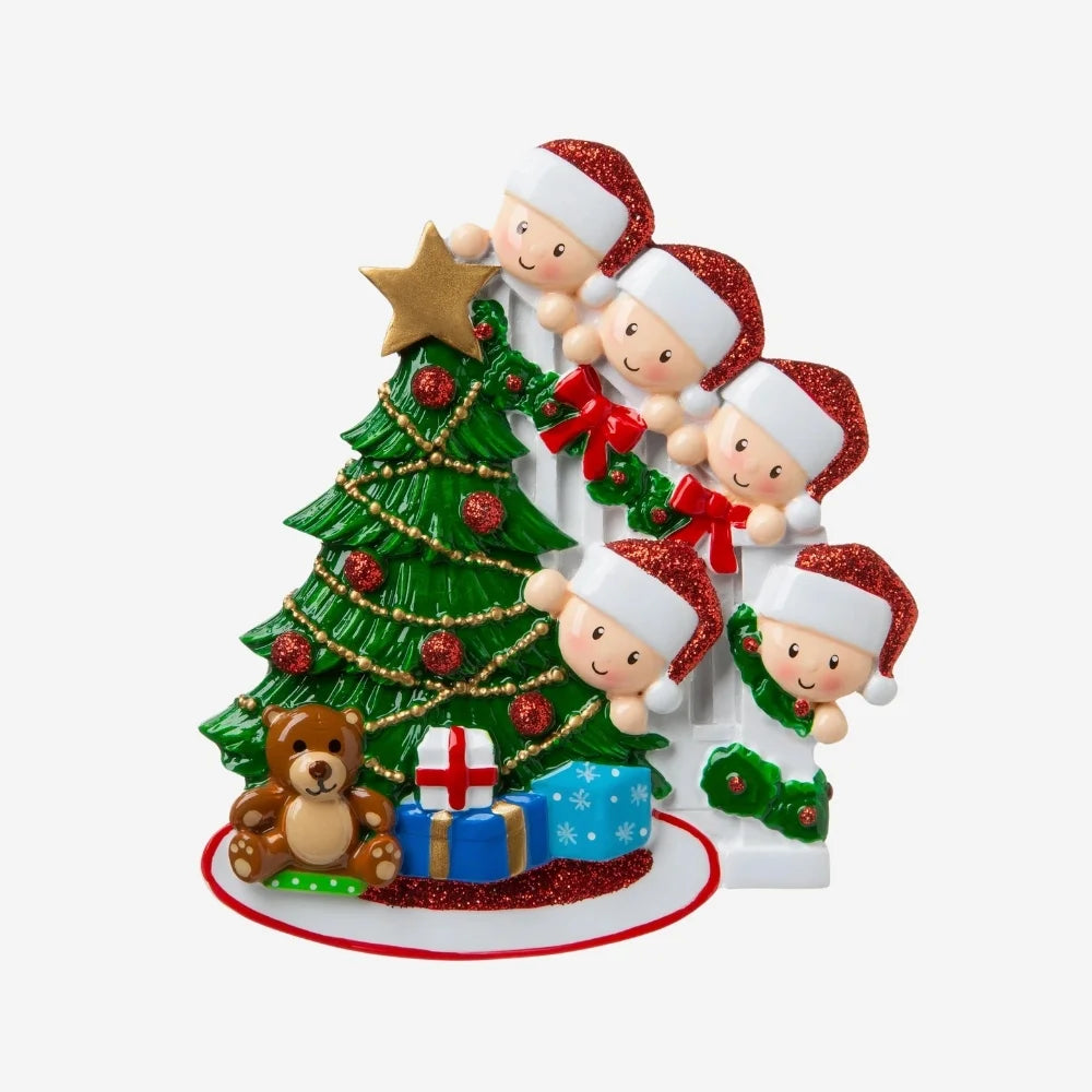 Family Peeking Ornament- 5