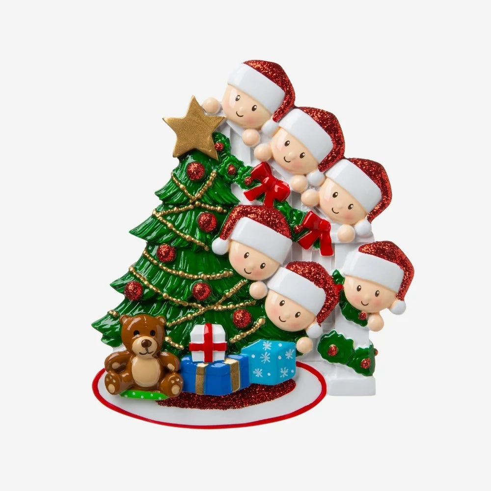 Family Peeking Ornament- 6