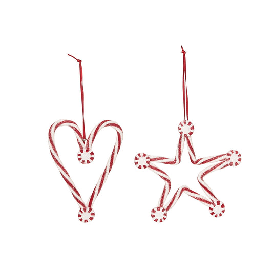 Peppermint Heart & Star Ornament