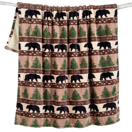 Prints and Pinecones Plush Throw