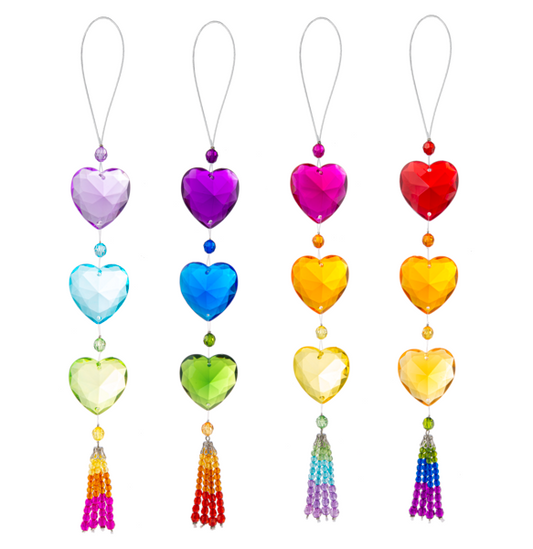 Rainbow Heart Tassel Ornament- 4 colors