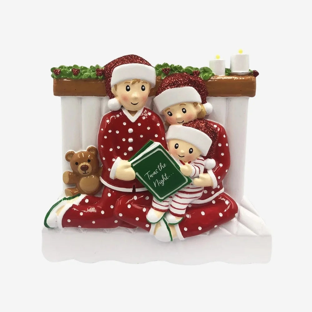 Family Reading in Bed Ornament- 3