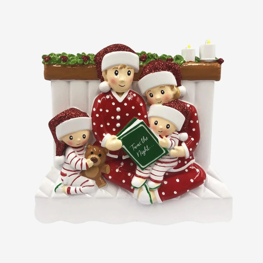 Family Reading in Bed Ornament- 4