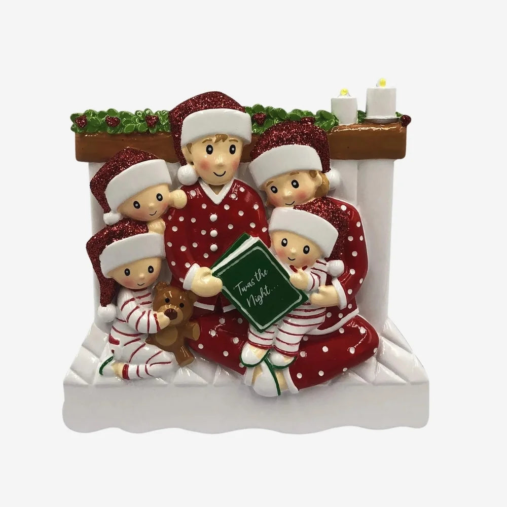 Family Reading in Bed Ornament- 5