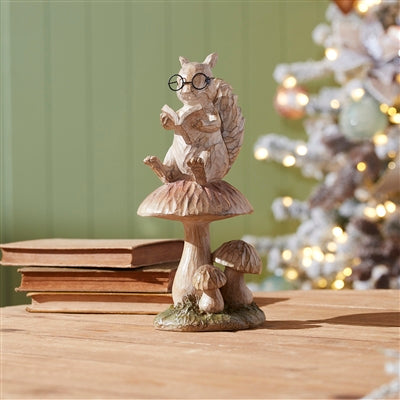 Reading Squirrel on Mushroom