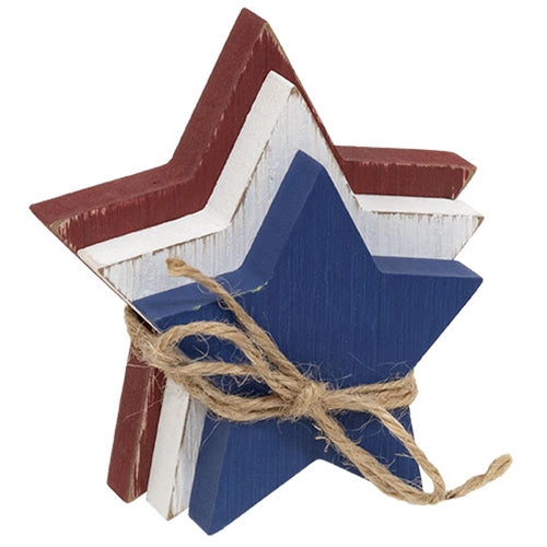 Wooden Red, White & Blue Star Bundle - Set of 3