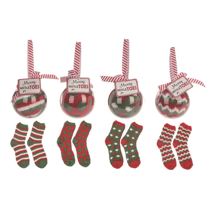 Fuzzy Socks in Ornament Ball - 4 styles