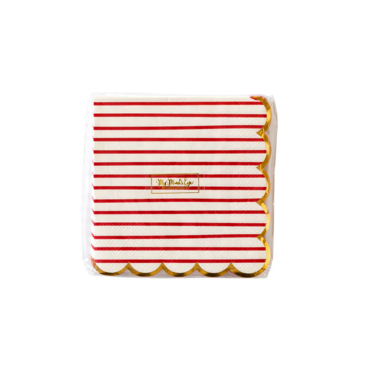 Red Striped Cocktail Paper Napkin