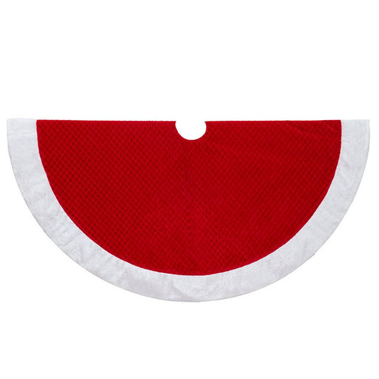 Red with White Fur Border Tree Skirt