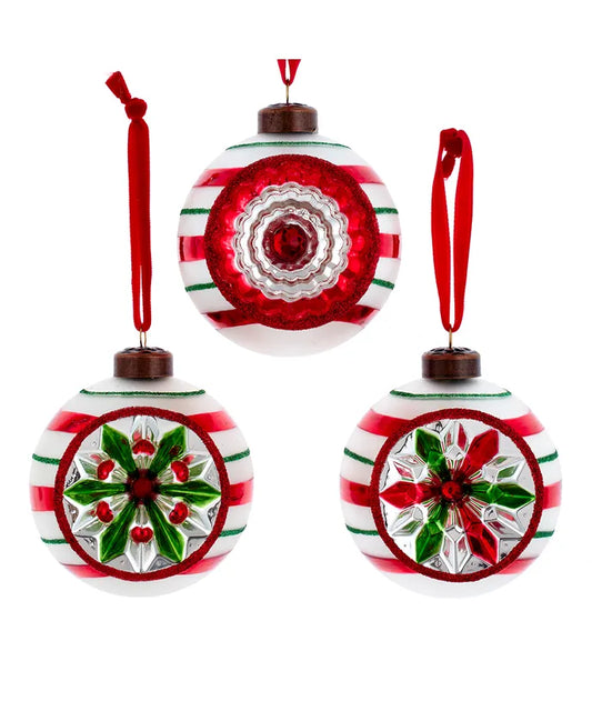 Vintage Reflector Holiday Ornaments -  Box of 3