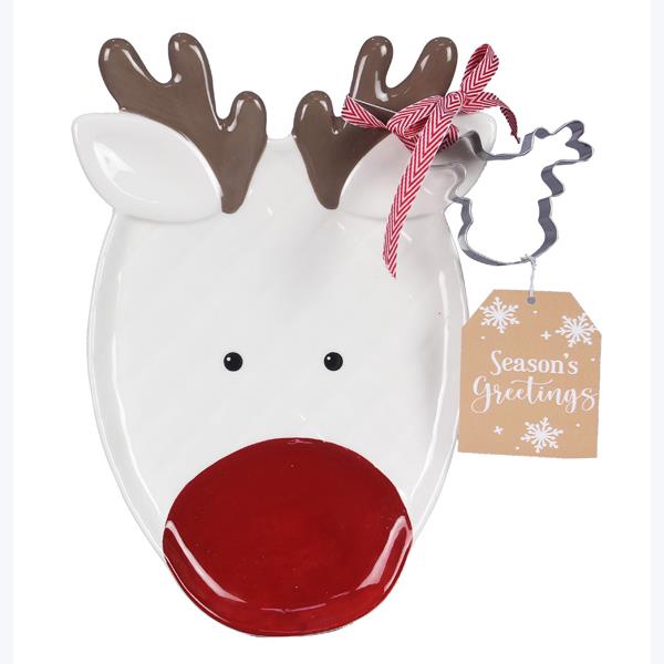 Reindeer Christmas Cookie Plate