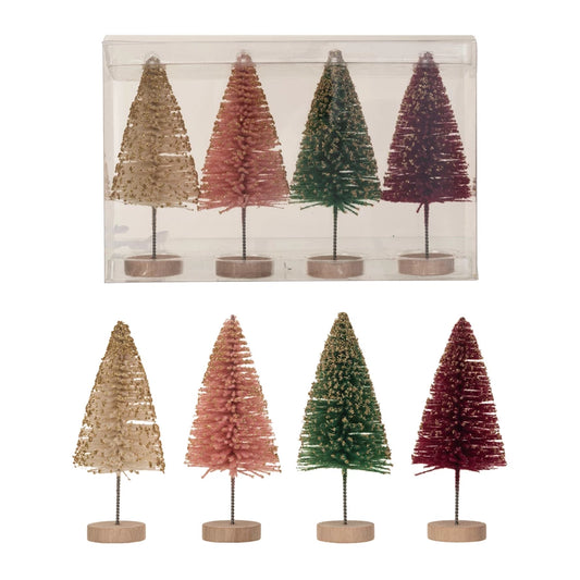 Sisal Bottle Brushed Trees - set of 4