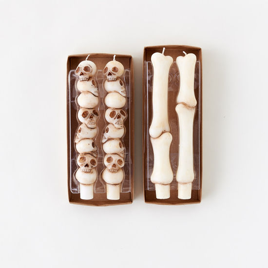 Halloween Skull/Bone Taper Candles - set of 2, 2 colors