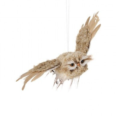 Small Flying Feather Owl Ornament