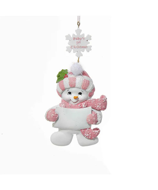 Baby Girl's First Snowman Ornament