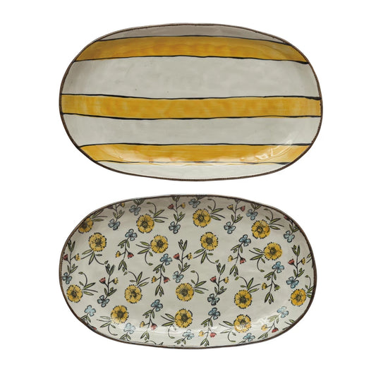 Hand-Painted Stoneware Platter - 2 styles