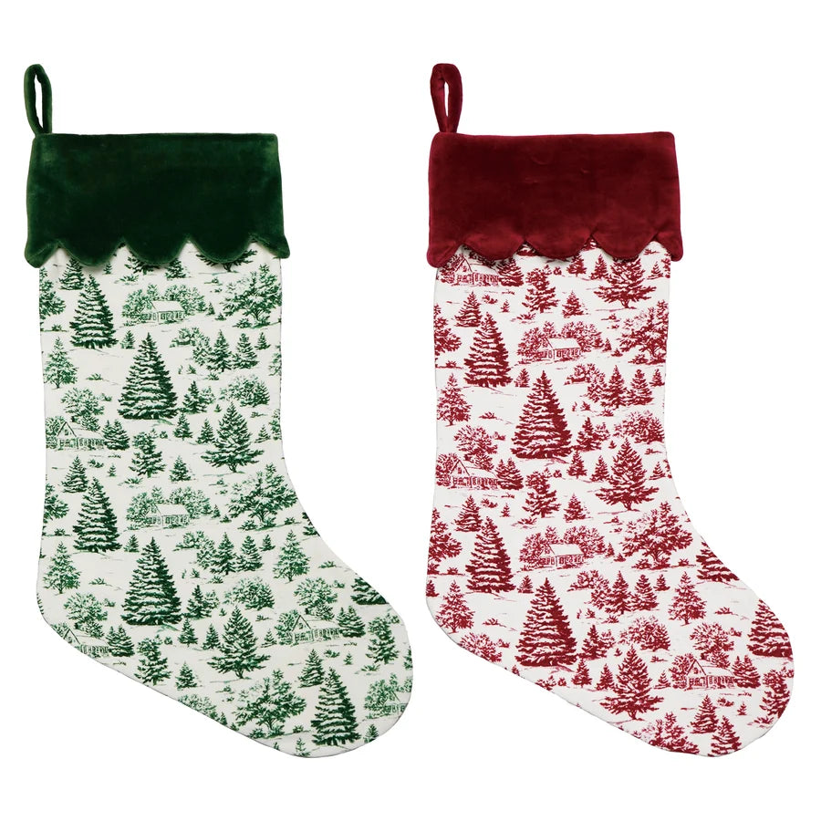 Fabric Toile Stocking - 2 colors