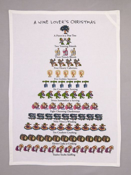 A Wine Lover's Christmas Kitchen Towel