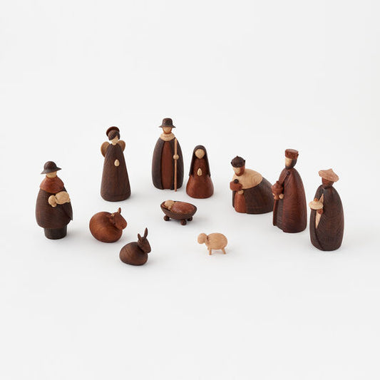 Wood Looking Nativity - Set of 11