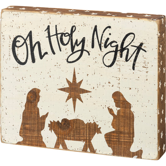 Oh Holy night, sign, nativity, holy family, tier tray, wood, christmas, shelf sitter