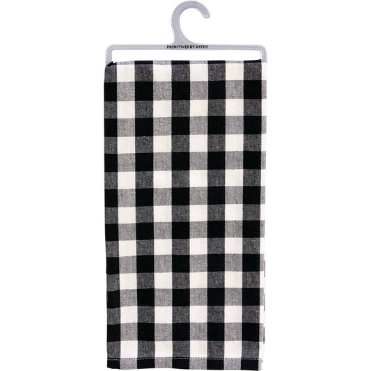 tea towel, t-towel, black, white, buffalo check, year round