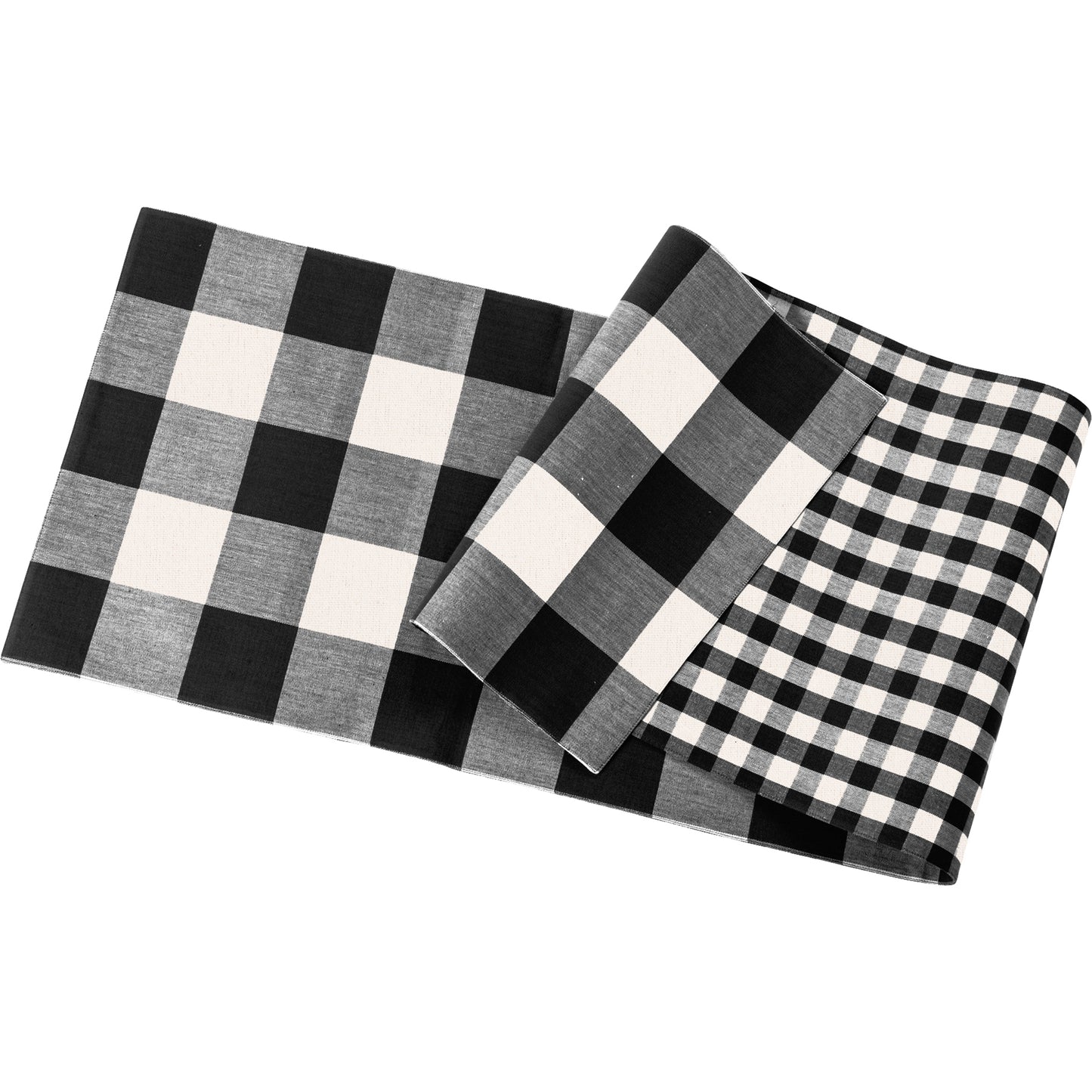 runner, white, black, buffalo check