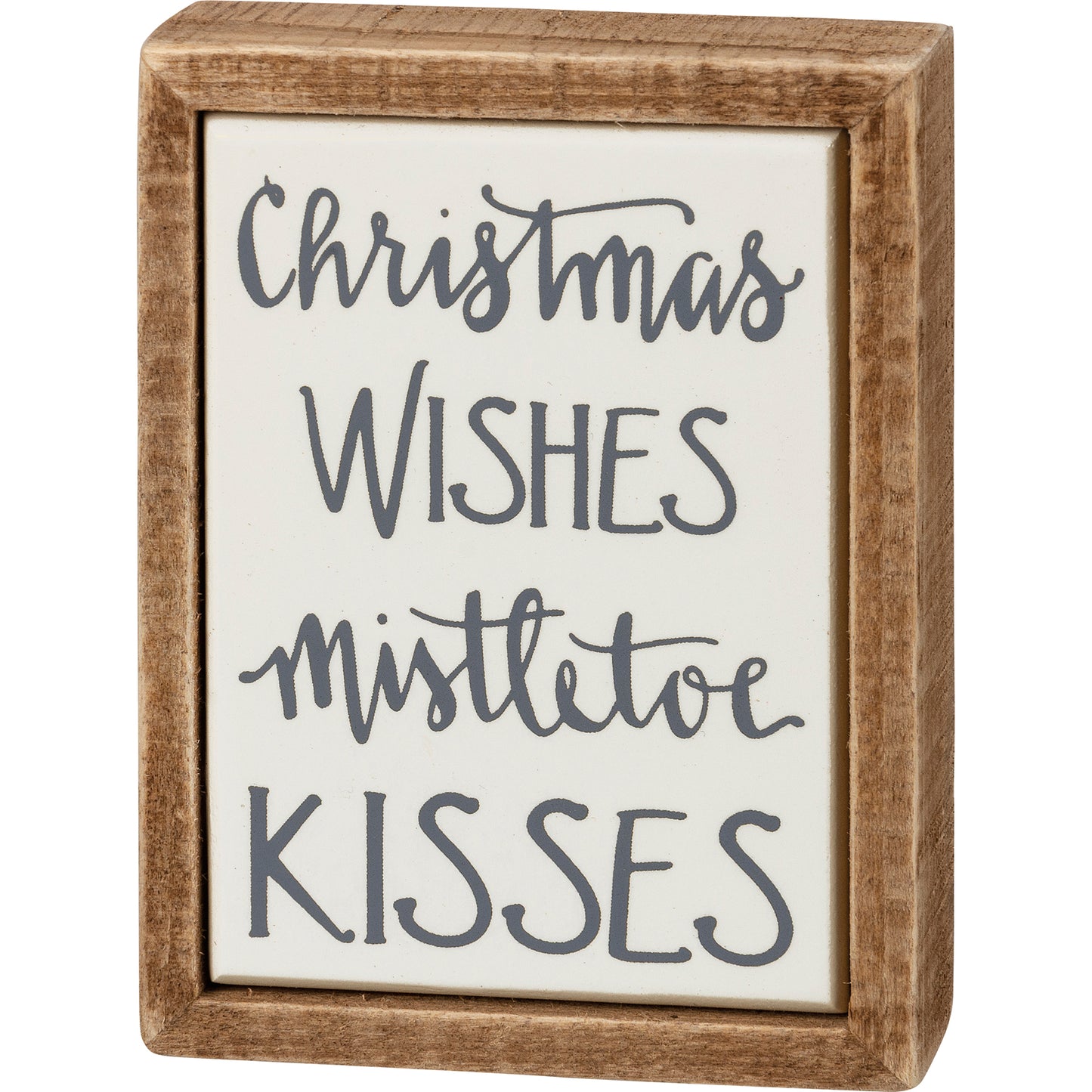 christmas wishes, mistletoe kisses, wood, mini, sign, christmas, tier tray, shelf sitter