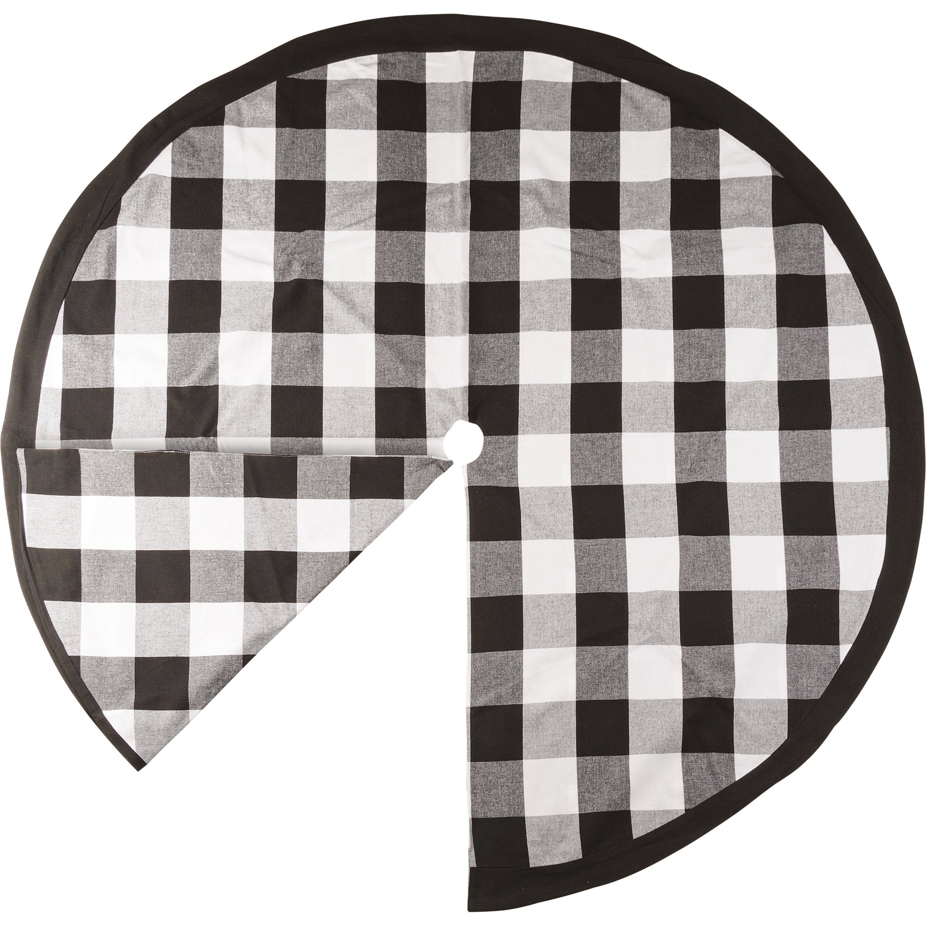 tree skirt, buffalo plaid, black & white, christmas