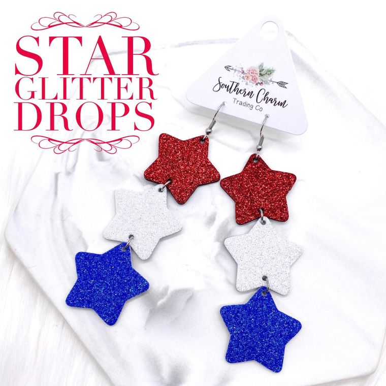 Star Glitter Drop Earrings