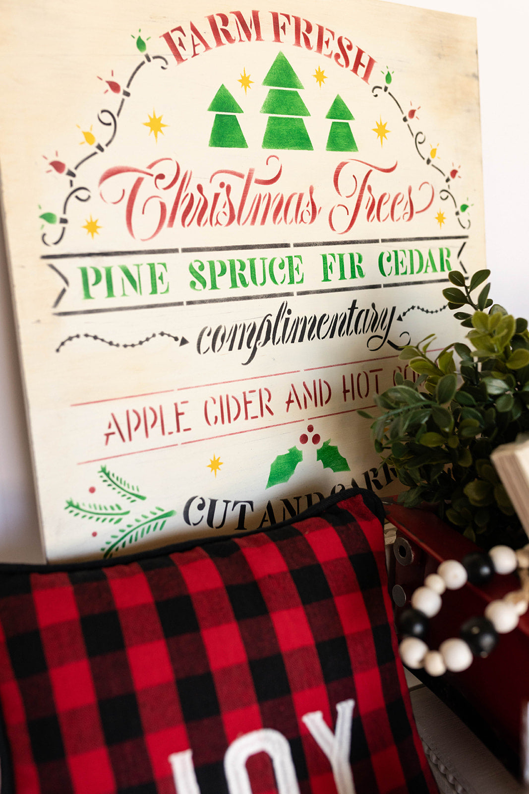 farm, fresh, christmas, trees, pine, spruce, fir, sign, distressed, cut and carry, apple cider, hot cocoa, wood