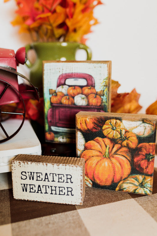 sweater weather, sign, mini, wood, tier tray, fall