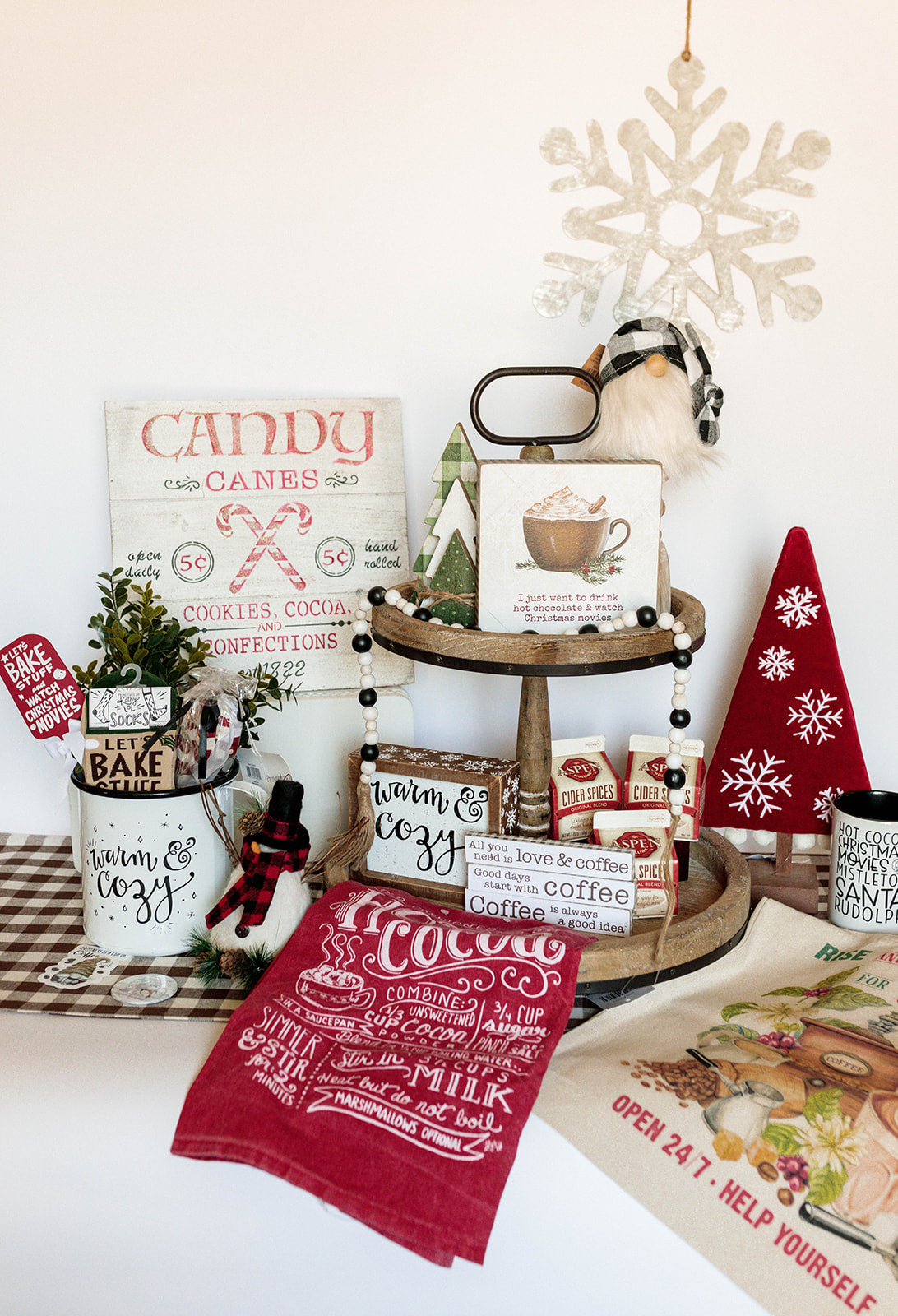 candy, cane, sign, cocoa, cookies, distressed, wood