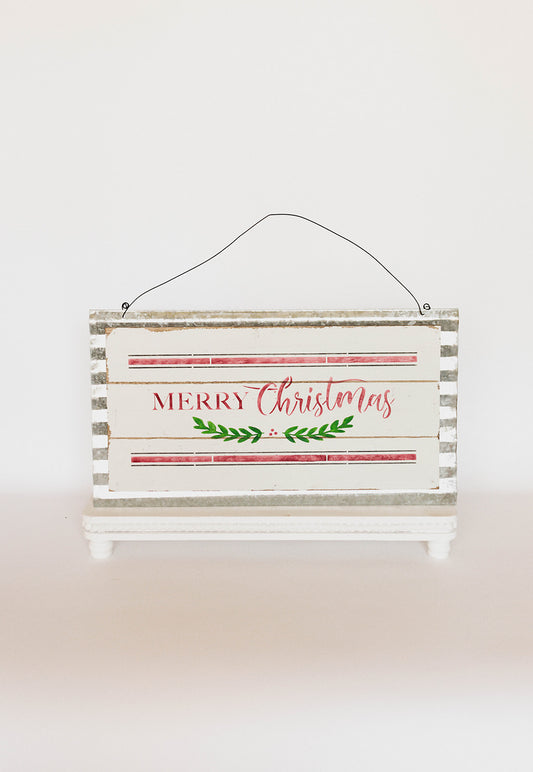 Merry christmas, sign, galvanized, wood