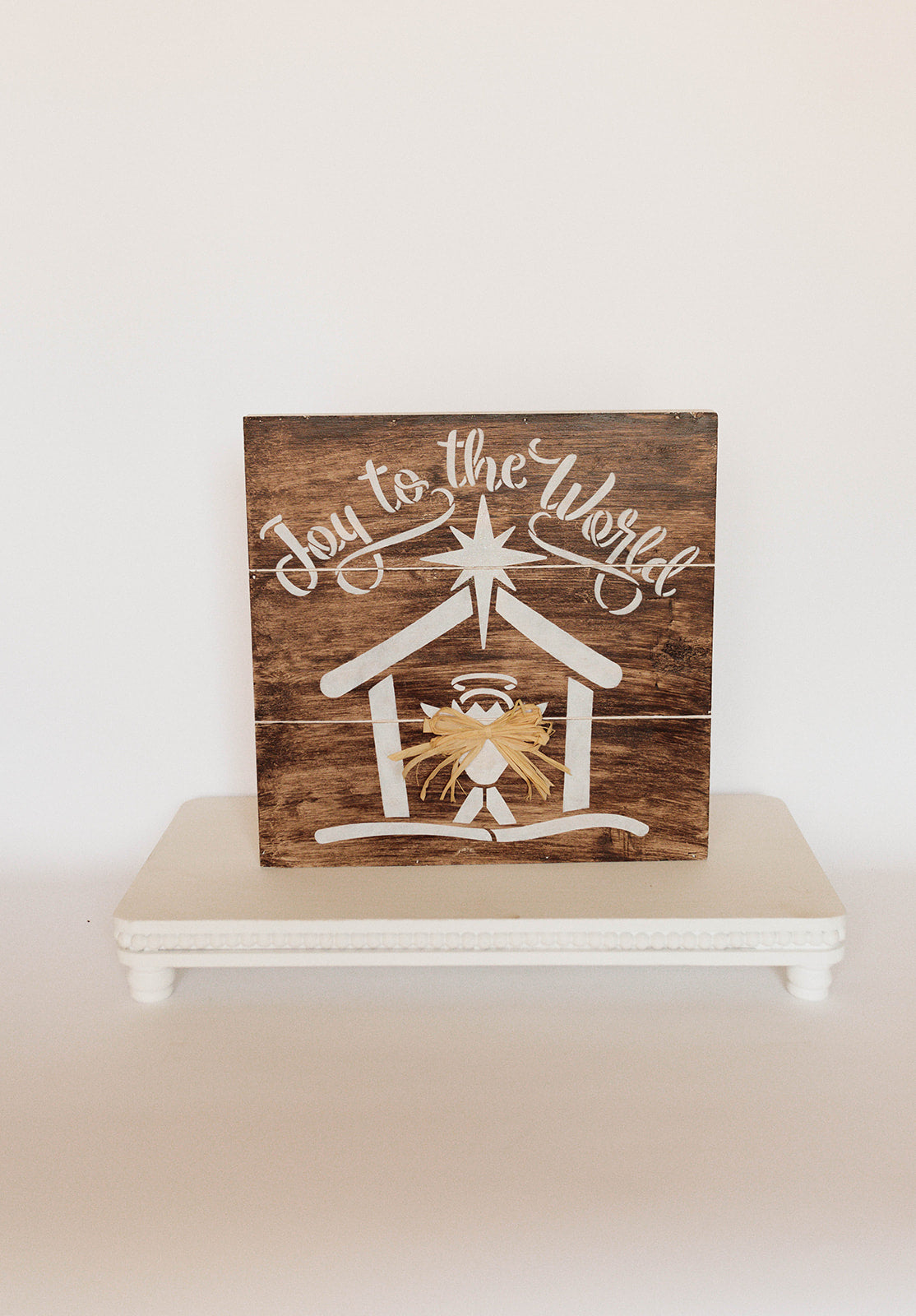 Joy to the world, nativity, manger, wood, sign