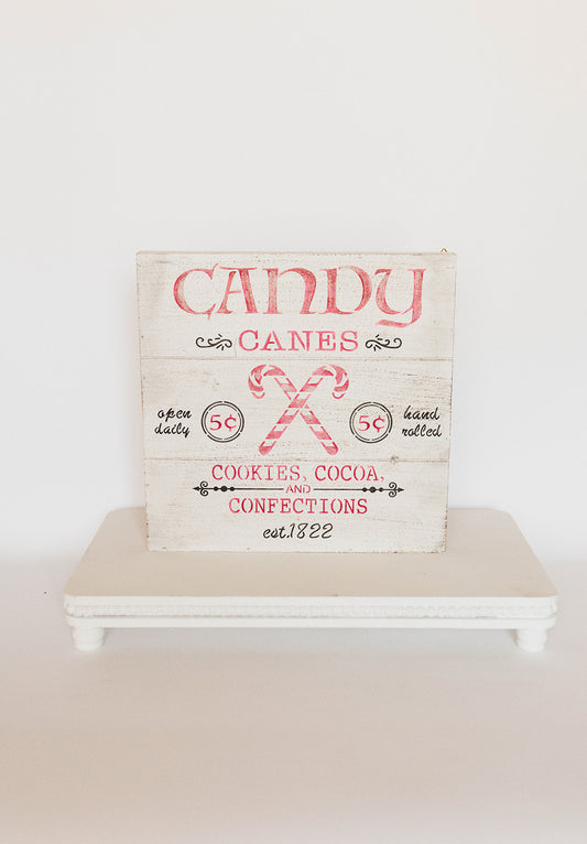 candy, cane, sign, cocoa, cookies, distressed, wood