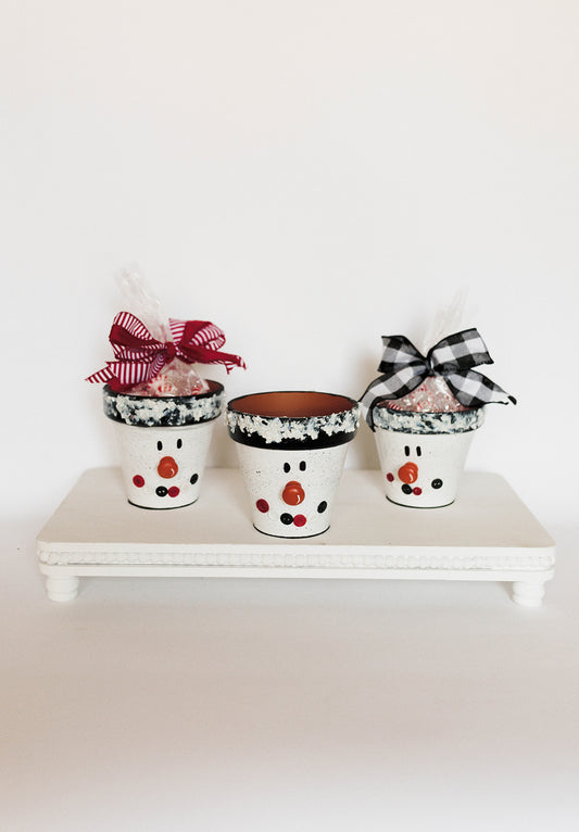 Snowman, pots, containers, candy, clay pots