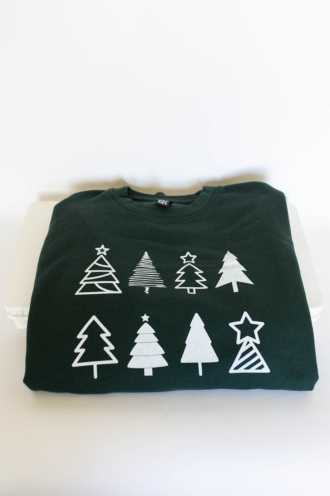 sweatshirt, christmas, winter, crewneck, trees, forest green