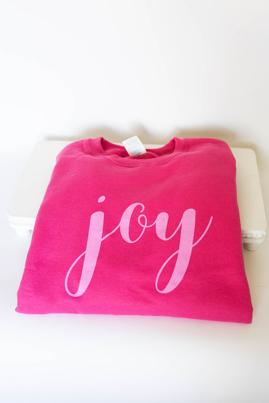 joy, sweatshirt, crewneck, pink, clothing