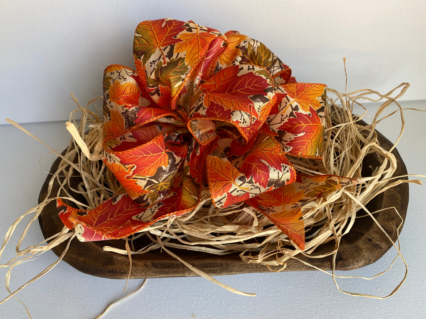 bow, fall, thanksgiving, wreath, leaves